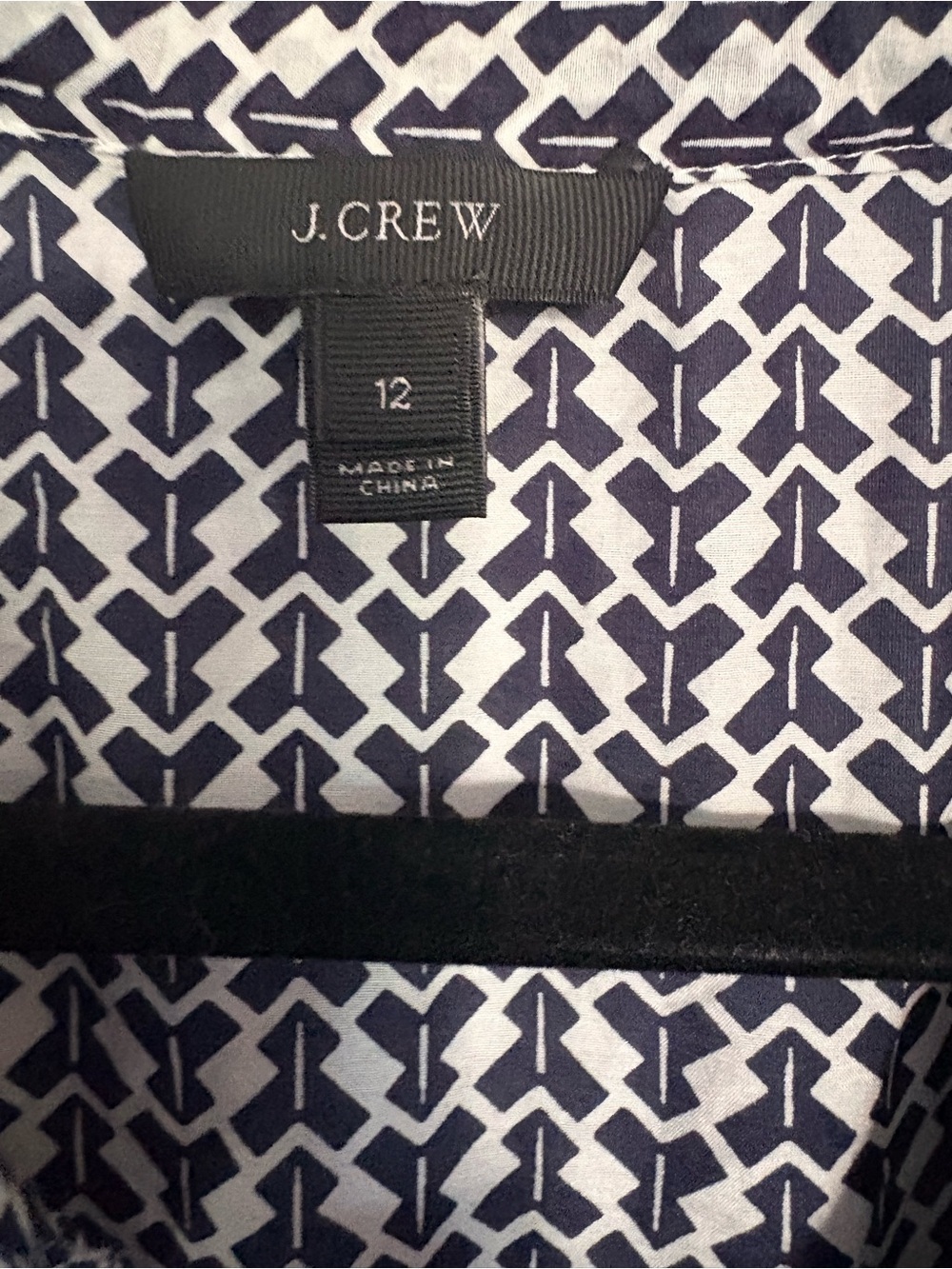 J.Crew Embroidered Printed Sleeveless V-Neck Tank Blue & White | Size 12 - Picture 3 of 6